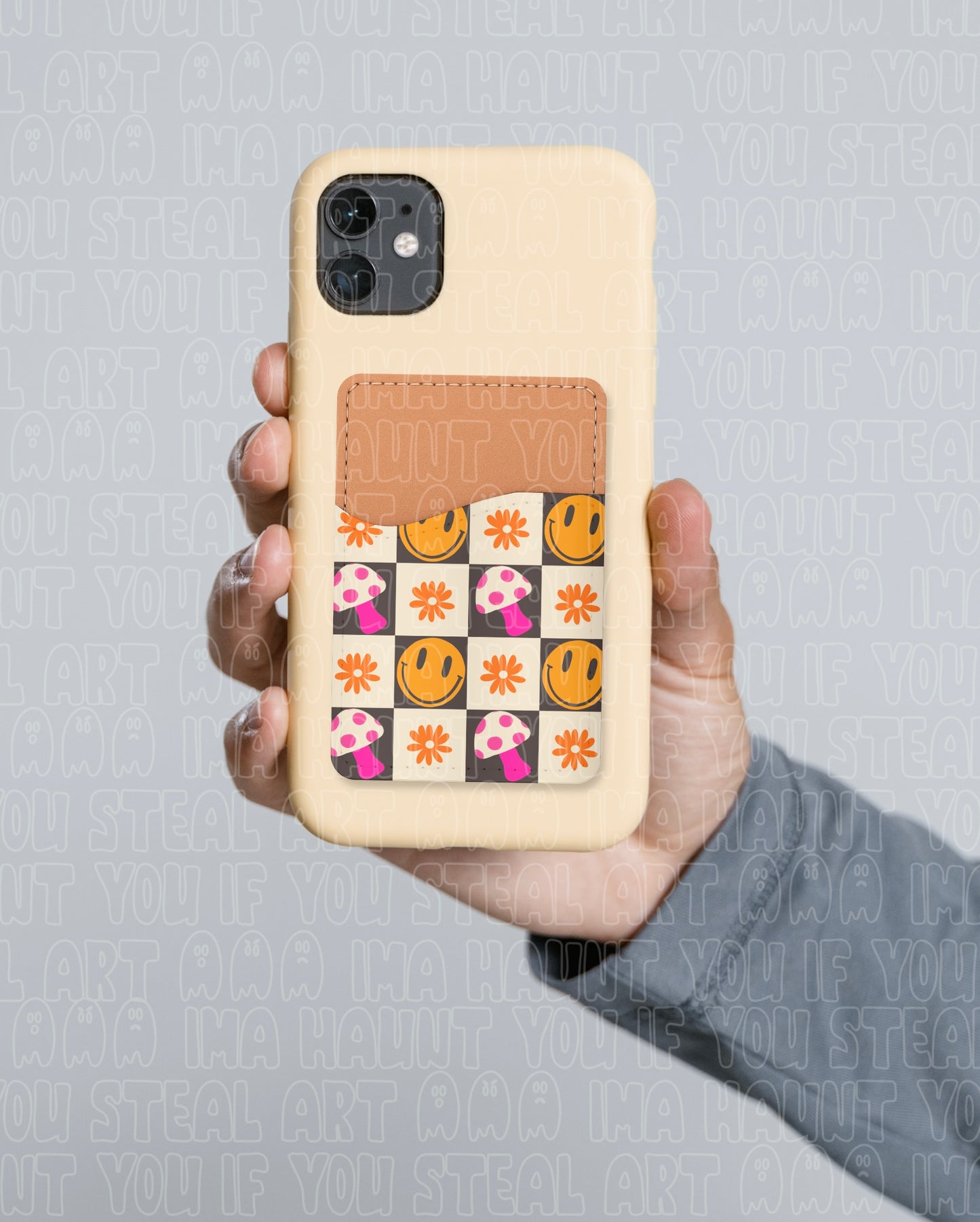 Checkered Smileys Card Holder