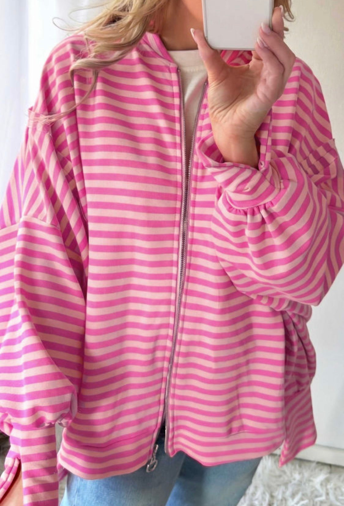Puff Sleeve Zip-Up Jacket