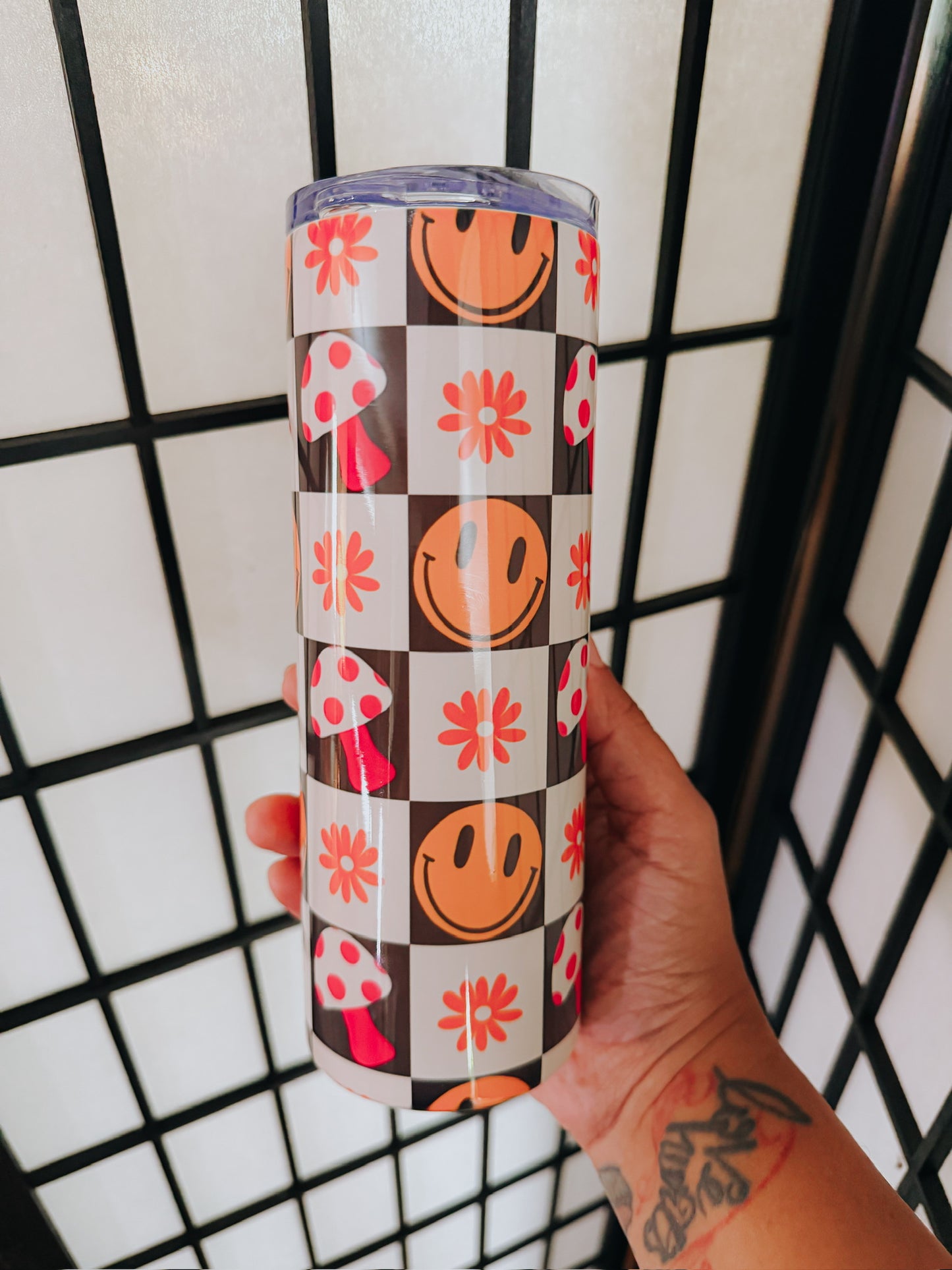 Checkered Smileys Tumbler