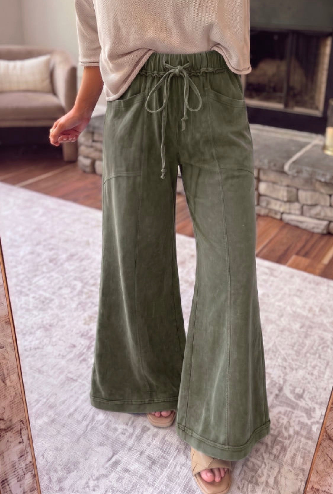 Flared Drawstring Pants