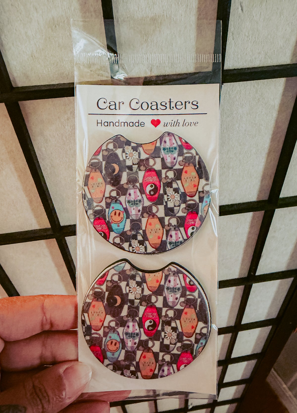 Retro Hotel Keys Car Coasters