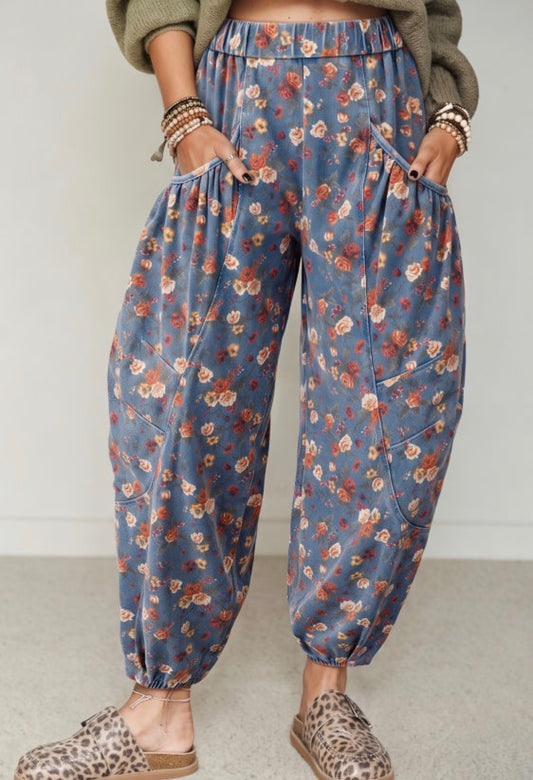 Floral Barrel Jeans