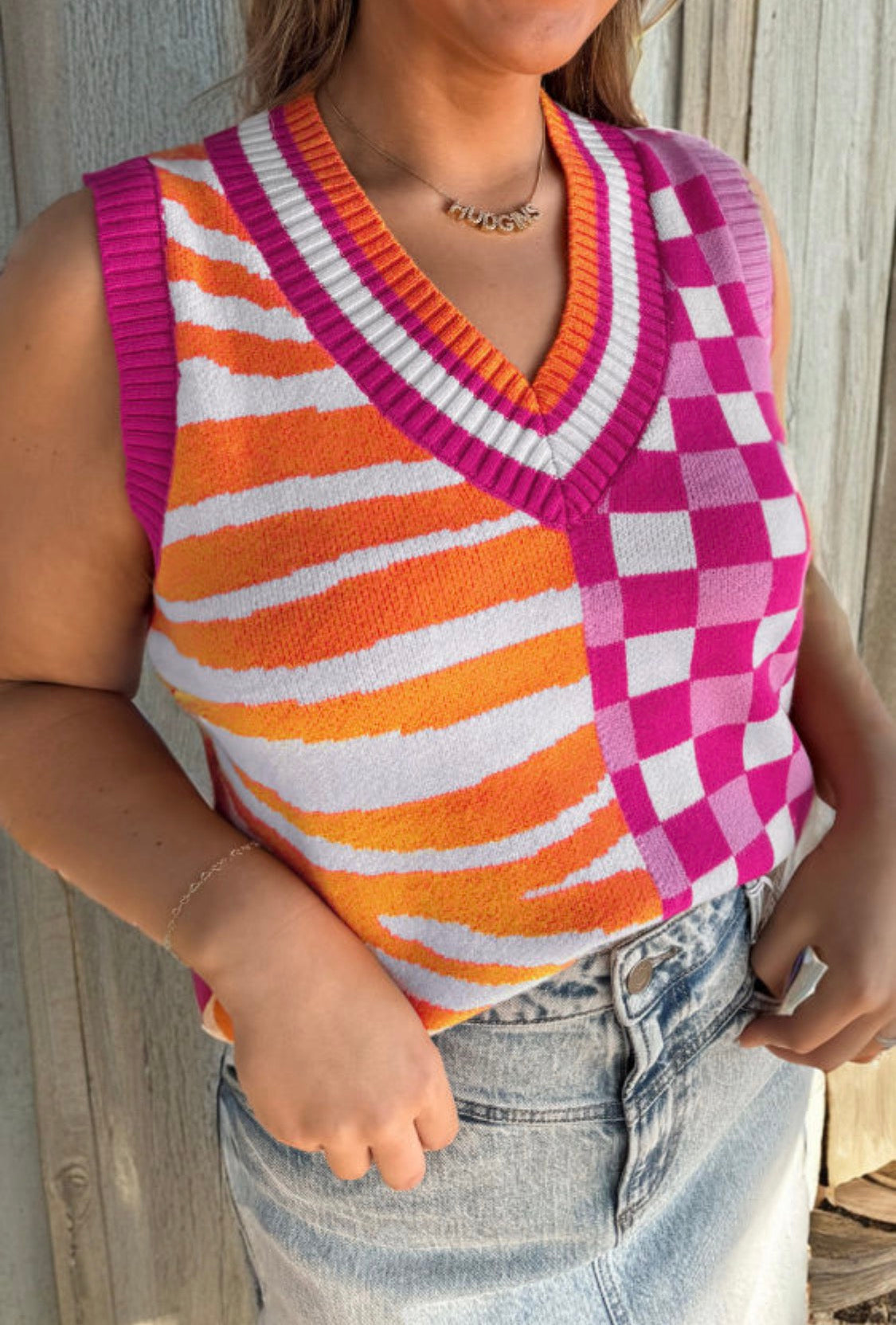 Patchwork Sweater Vest